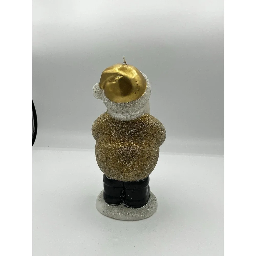 Pottery Barn beaded Santa candle unique large gold decor Xmas